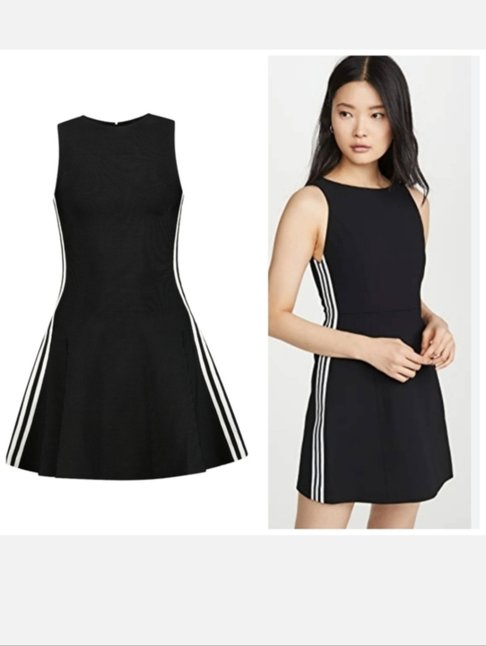 Alice + Olivia lindysey Black crew neck Mini Dress with White Stripes Size 10